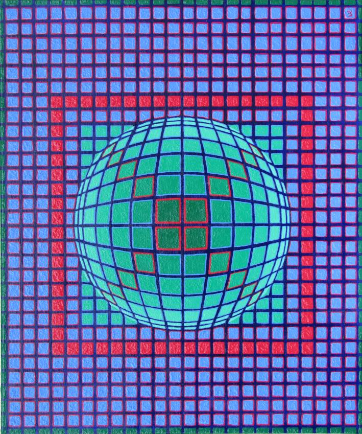 * gr&uuml;ne Kugel, 50x70cm Acryl auf Leinwand