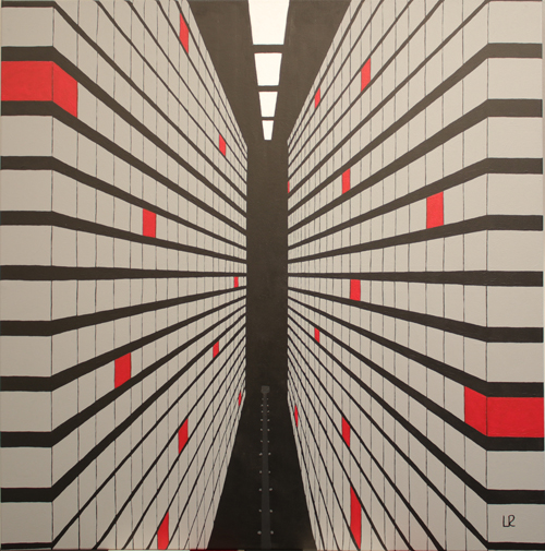 * Hochregal, 100x100cm Acryl auf Leinwand