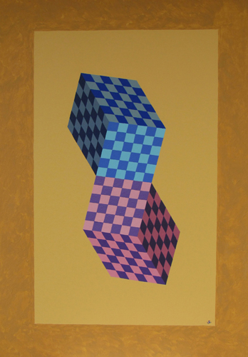 * zwei W&uuml;rfel, 70x100cm Acryl auf Leinwand